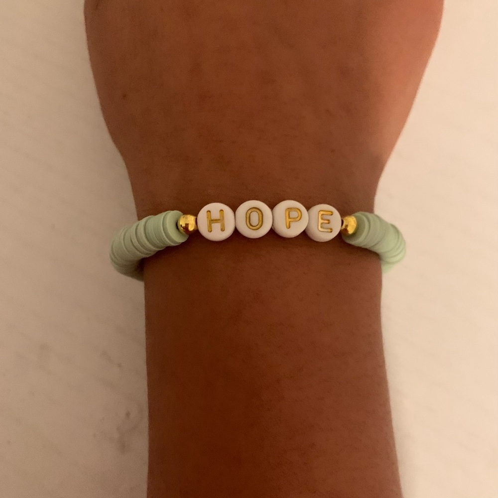 Green hope is what I call this bracelet and it was homemade!